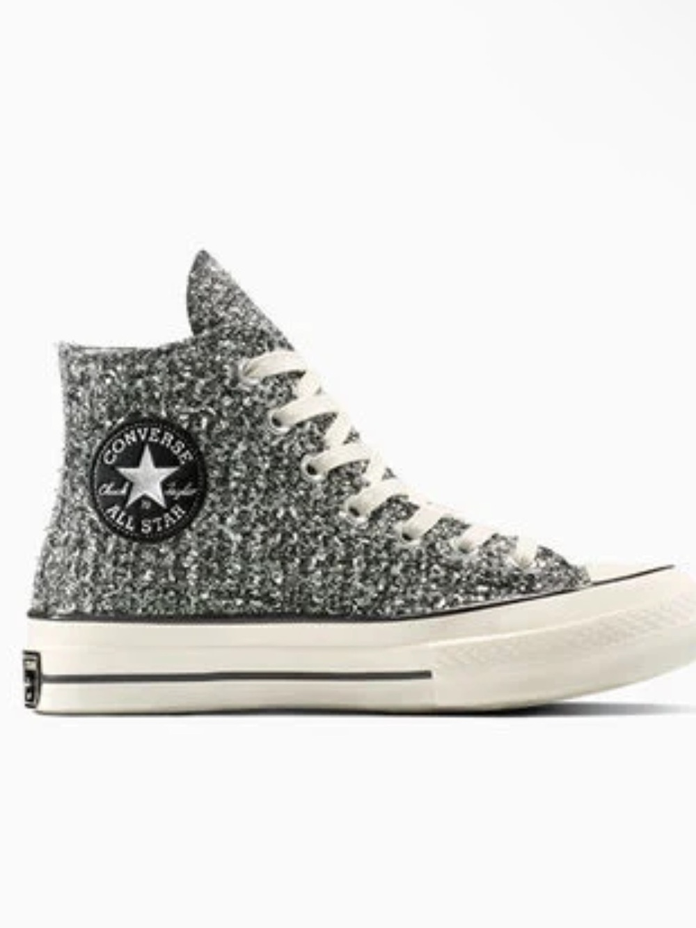 Converse Women's High Top Glitter Sneakers in Silver! New in box! 5.5